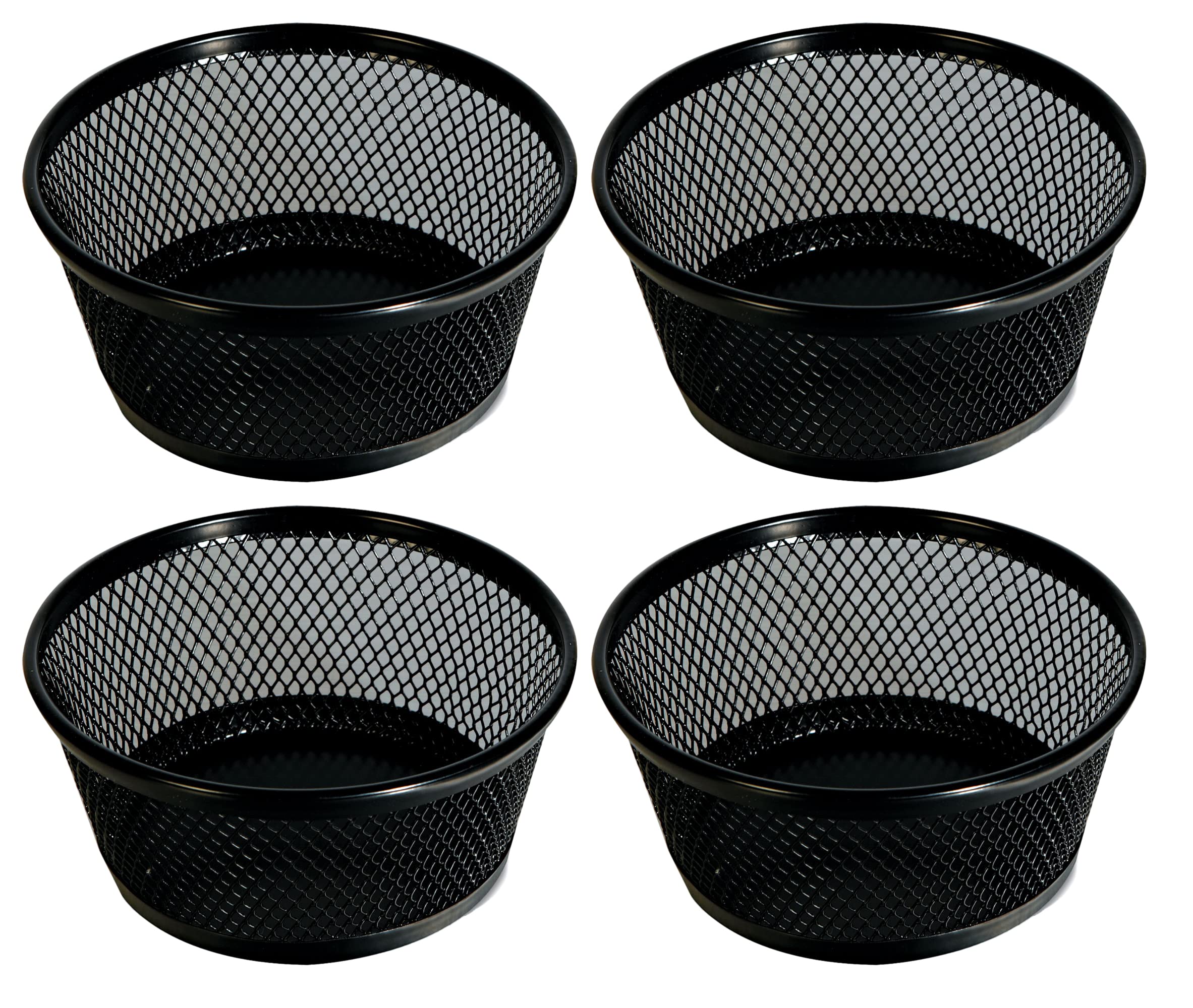 Paper Clip Holder, Mesh Paperclip Holders, Paper Clip Dispenser, Office Desk Organizer - Binder Clips Holder - Black - 4 Pack